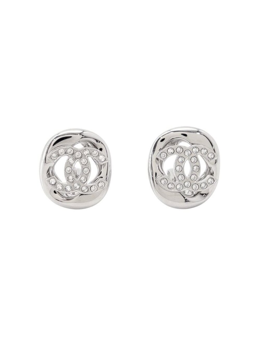 Chanel Earrings Rhinestone CC Logo